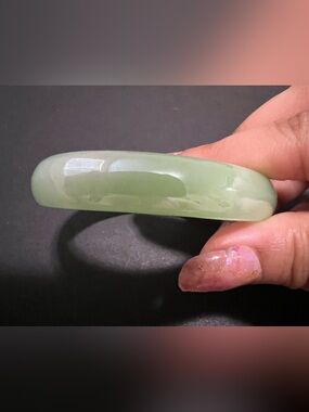 Polished Light Green Jade Bangle Bracelet